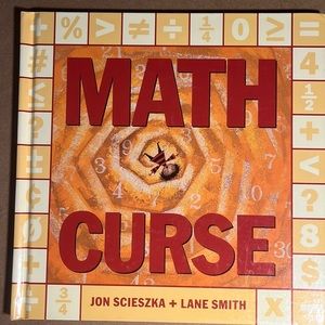 Hardback “Math Curse” math puzzle book.